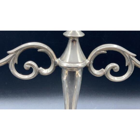 Vintage Silver-Plated 3-Pc Candle Holder Set 3-Arm Candelabra & 2 Single Holders - Picture 8 of 10